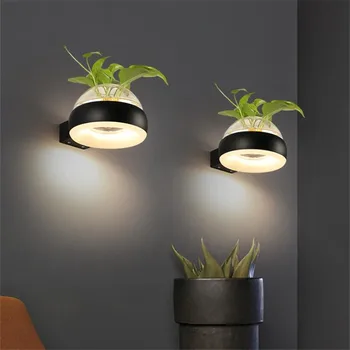 

Modern Metal Acrylic Vase Led Wall Lamp Waterproof Plant Pot Bathroom Mirror Light Bedside Aisle Foyer Led Wall Light 2603