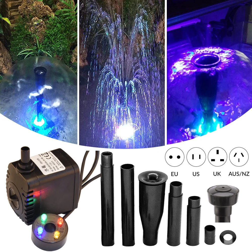 Baratos Bomba de agua de acuario fuente de jardín bomba de oxígeno acuarios bomba de oxígeno con fuente de luz Led fabricante D30