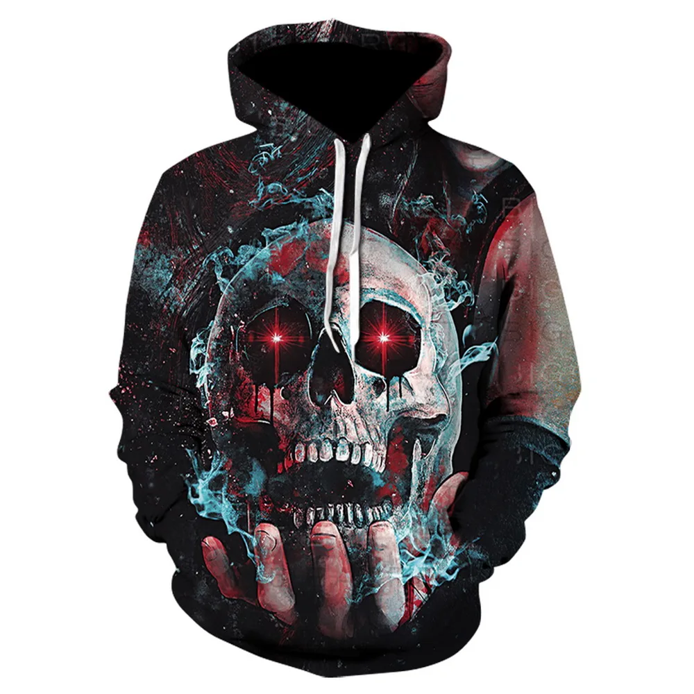 

2020 Spring New Colorful Skull Hoodies Unisex 3D Hooded SweatshirtsStraight printing Pullover brand Tracksuit Jacket Plus size