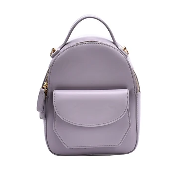 

Zipper Gifts PU Leather Upper Handle Daily Solid Fashion Simple Mini Shopping Lady Women Backpack Shoulder Bag Outdoor Travel