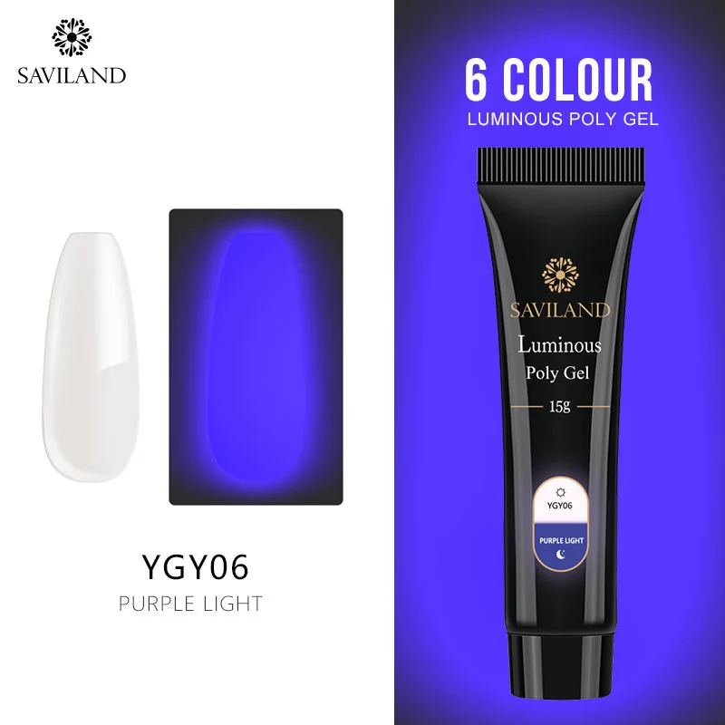 YGY06 SAVILAND Светящиеся в темноте ногти поли гель Быстрый УФ строительный гель лак для ногтей светящийся поли гель для ногтей набор Гель-лак для маникюра - Цвет: YGY06