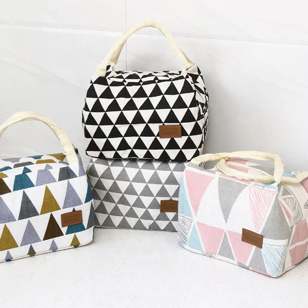 

2019 Waterproof Geometric Lunch Bag for Women kids Men Simple Fashion Insulation Waterproof Portable Insulation Bag Lunch Bag
