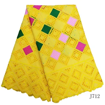 

HEX Yellow Swiss Voile Lace High Quality African Lace Fabric Embroidery African Cotton Dress 5 Yards Lace L712