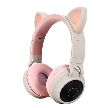 

Children Cute Cat Ear Headphone with Glowing Lights Wired Headband Headphone for Mobile Phone PC Computer