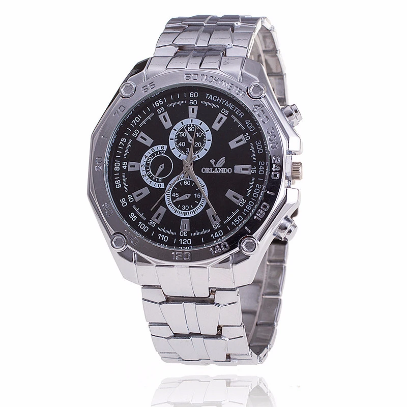 

ORLANDO Men Stainless Steel Analog Quartz Wrist Watch Luxury Male Watches Clock Relogio Masculino