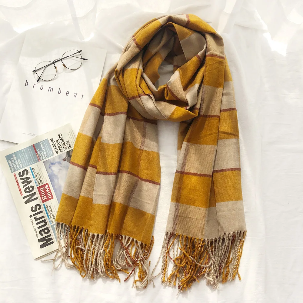 Высококачественный шарф из кашемира пашмины длинный шарф с тесселем теплый Модный зимний шарф роскошный подарок для женщин Женский шарф