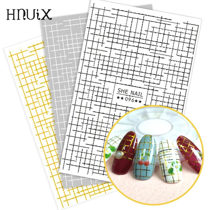 

1 sheet Gold 3D Nail Art stickers geometric stickers DIY curve stripes line sheets for nail sticker manicure adhesive boards
