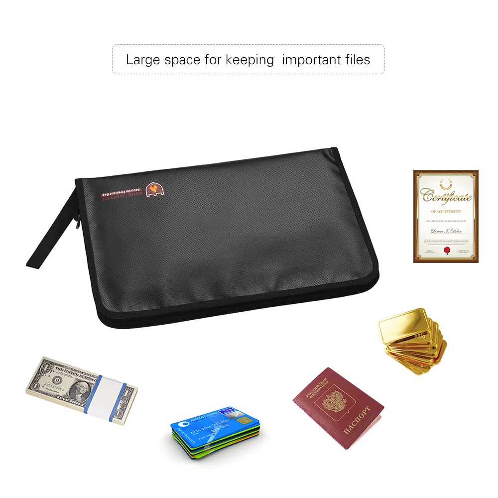 

Expanding File Folder Fireproof Document Bags Water & Fire Resistant Silicone Coated Accordion Pouch Holder Expandable File