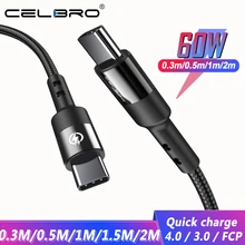 Cabo 60w pd de carregamento, 2 cores para huawei p40 p30 pro tablet usb tipo c para usb tipo c cabo de carregamento rápido para usbc cabo