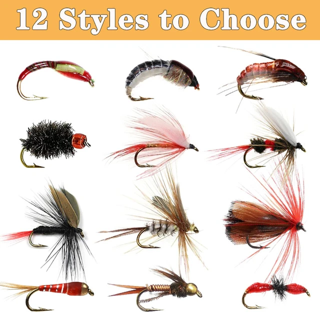 3Pcs/Box 12 Styles Fly Fishing Lure Dry Wet Flies Nymph Artificial Pesca Bait  Lure Trout