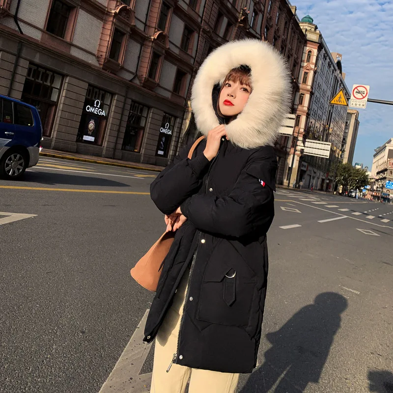 

Waist Hugging Cotton Coat Women's Mid-length 2019 Winter New Style INS down Coat Thick Coat WOMEN'S Dress Cotton-padded Jacket