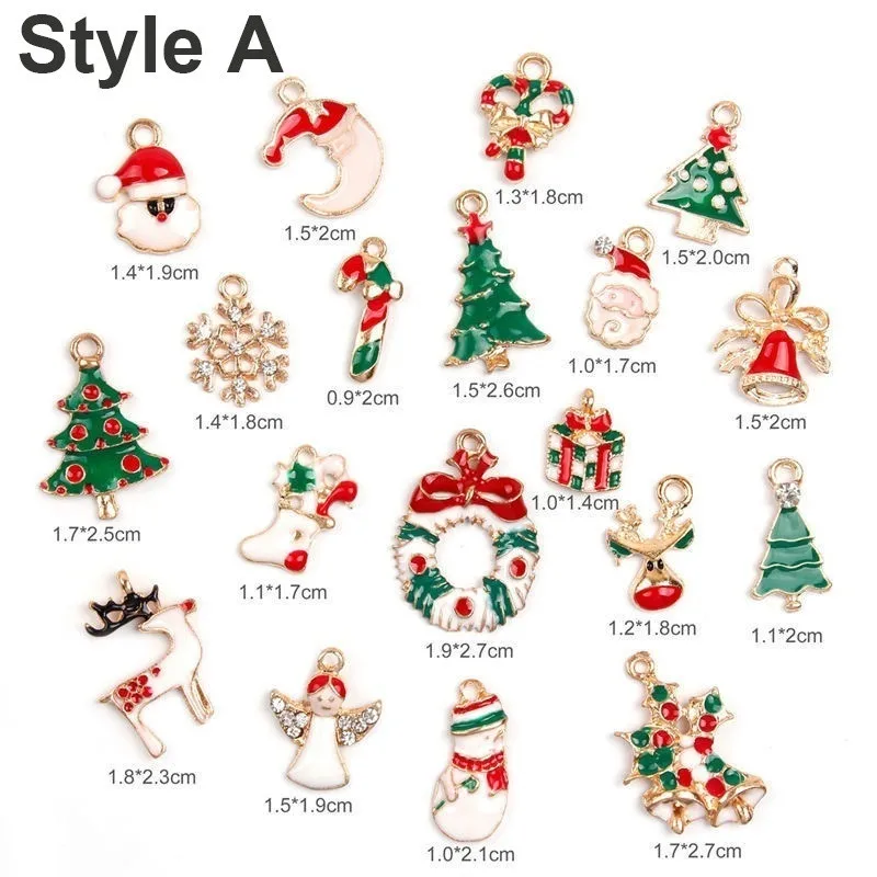 19Pc Enamel-A 19/20 шт, смешанные цвета, металл, эмаль подвески рождественские бусины для украшения Подвески елка для серьги браслет ювелирные украшения решений - Окраска металла: 19Pc Enamel-A