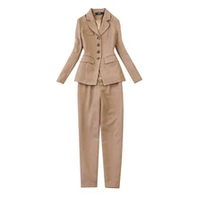^#Cheap Winter new women's suit pants suit 2019 high quality slim long sleeve blazer Casual harem pants Office work jacket set Two-piece ^#Cheap Winter new women's suit pants suit 2019 high quality slim long sleeve blazer Casual harem pants Office work jacket set Two-piece
