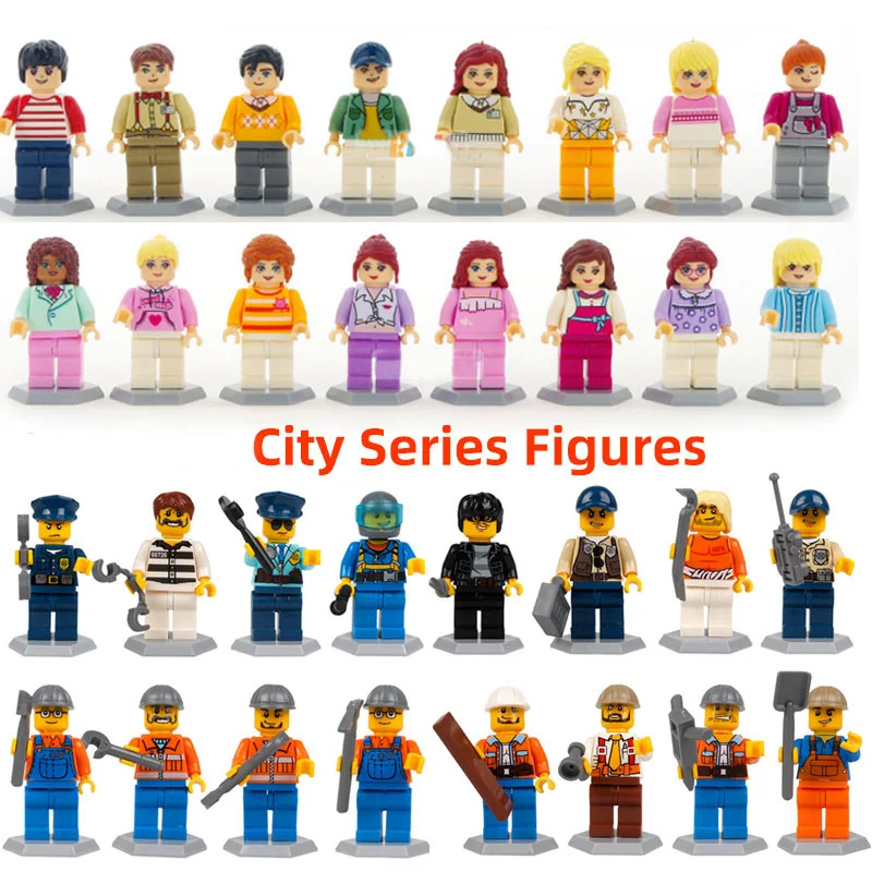 

32pcs/lot Model Building Blcoks City Boy and Girl Figure sets Compatible legoingly Engineer policeman series for Children Toys
