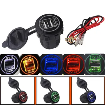 

Hot 4.2A 12-24V LED USB Charger For Motorcycle Auto Truck ATV Boat Car Dual USB Socket Charger Power Adapter Outlet Power -