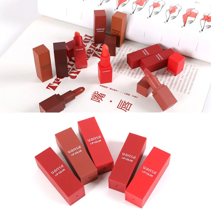 5pcs Mini Matte Silky Lipstick Set Waterproof Non-stick Cup Long Lasting Colorfast Pearlescent Lipstick Kit