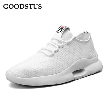 

GOODSTUS Men Mesh Braethable Sneaker Solid Simple Style Large Size Lace-Up Thick Bottom Comfortable Height Couple Casual Shoes