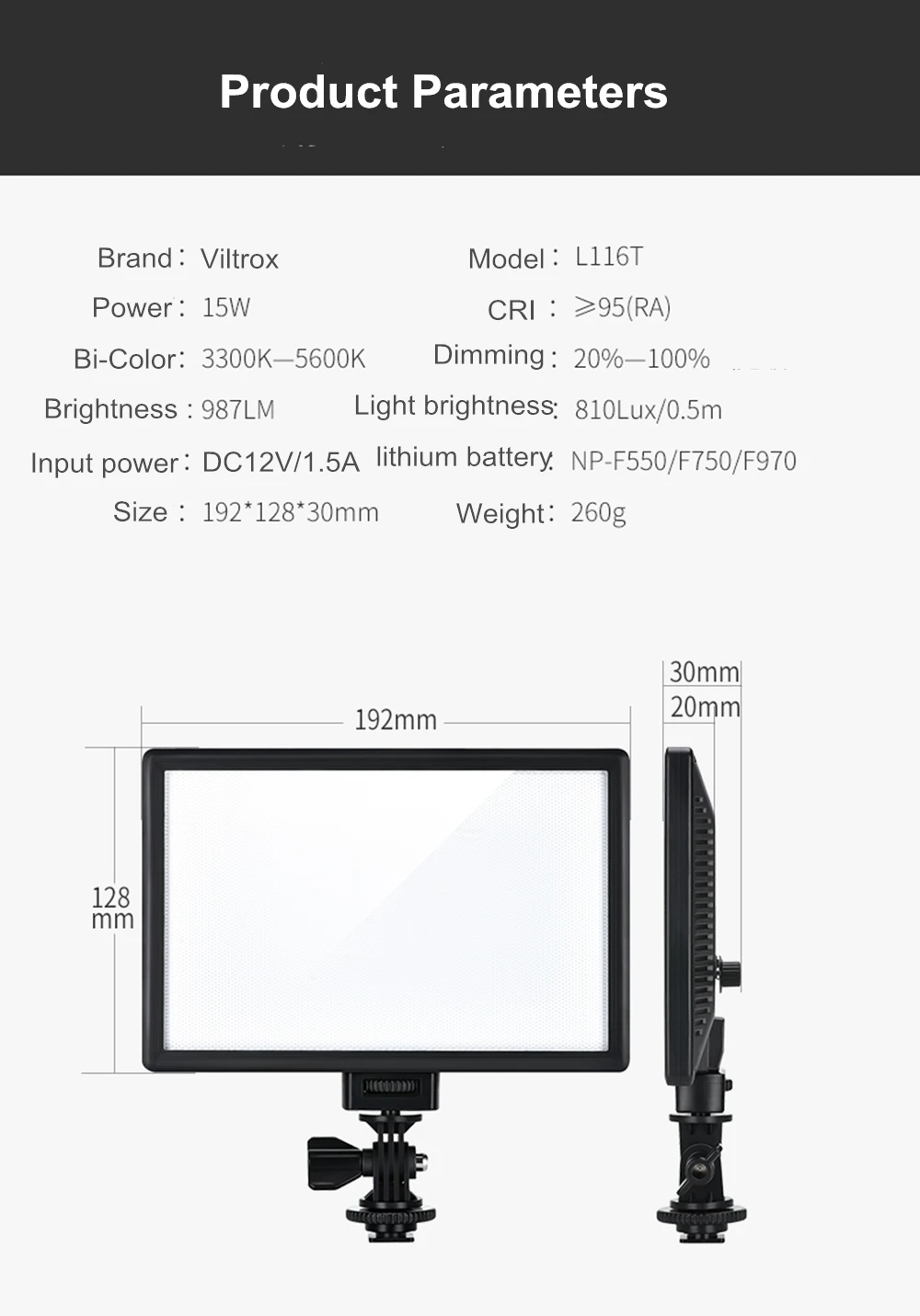 viltrox led luz de vídeo ultra fino lcd pode ser escurecido dslr studio led painel da lâmpada de luz para câmera dv filmadora