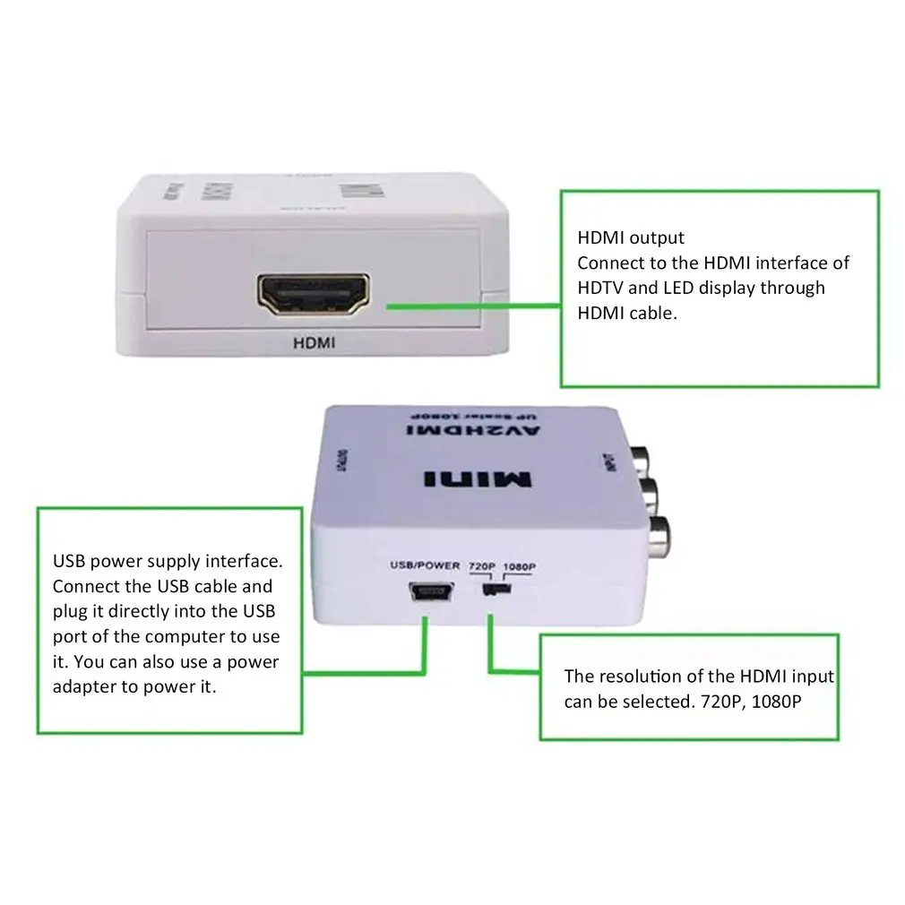 HDMI К AV адаптер Делителя Частоты HD видео конвертер коробка HDMI к RCA AV/CVSB L/R видео 1080P HDMI2AV Поддержка NTSC PAL