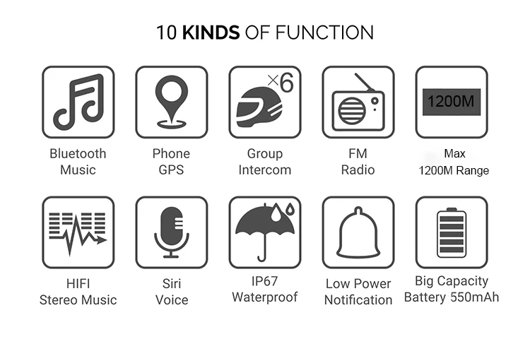 1 шт. V6 Шлем Интерком мотоциклетный Bluetooth Интерком шлем гарнитура 6 всадников 1200 м Intercomunicador Interphone BT MP3