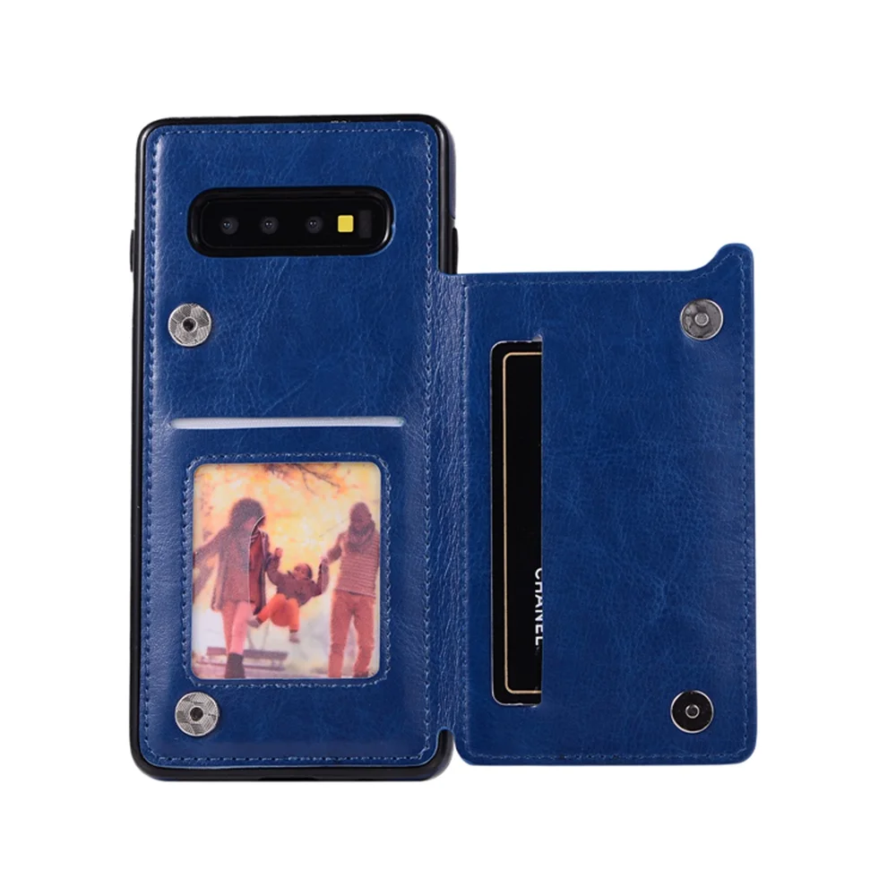 Blue Чехол-Кошелек Eqvvol в стиле ретро из искусственной кожи для samsung Galaxy S8 S9 S10 Plus Note 8 9 10 Pro S7 edge - Цвет: Blue