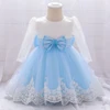 Newborn Long Sleeve Baby Girl Dresses Party Wedding Girl Lace Big Bow Dresses Infant Girl 1st Birthday Princess Baptism Dress ► Photo 3/6