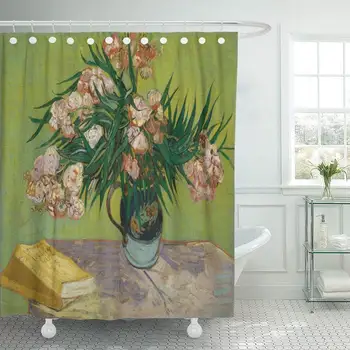 

Fabric with Hooks Oleanders by Vincent Van Gogh 1888 Dutch Post Shower Curtain Impressionist Oil on Canvas The Flowers 72X72