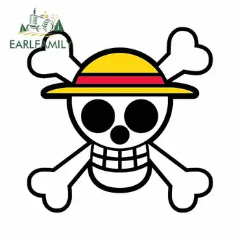 

EARLFAMILY 13cm x 13cm Pirate Skull Anime Car Sticker for Bmw Accessories Helmet Motorcycle Accessories JDM Oem Polyethylene