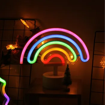 

Rainbow Led Neon Light Stand Bar Lamp Home Nursery Room Creative Decor Table Lamp Led Rainbow Night Light Room Love Romantic