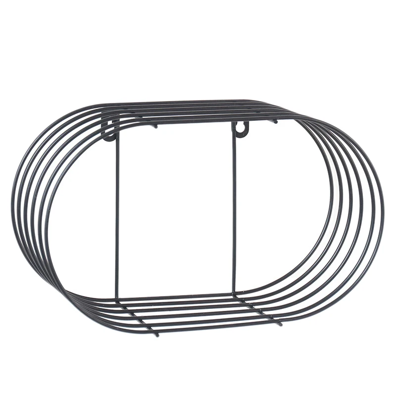 

Nordic Simple Wrought Iron Wall Shelf Home Decor Bathroom Wall Wash Finishing Shelf Hanging Oval Figure Decoration