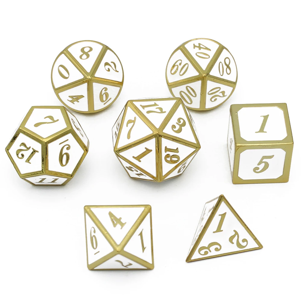 Металлические игральные кости D4 D6 D8 D10 D % D12 D20 с черным мягким чехлом на шнурке для