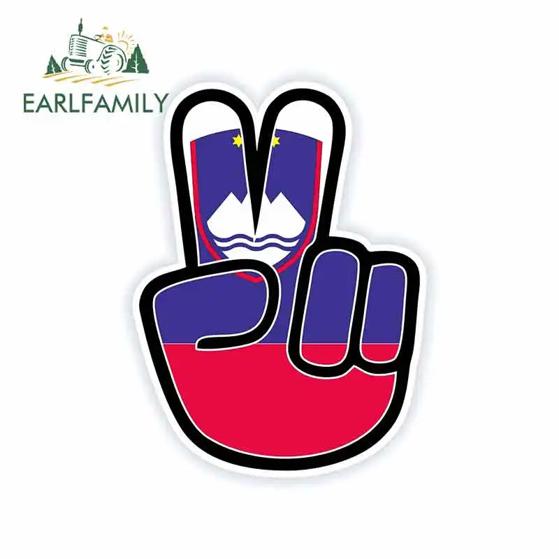 

EARLFAMILY 13cm x 9.6cm for Slovenia Peace Hippy Hand Logo Funny Car Stickers Vinyl Graphics JDM RV VAN Fine Decal Accessories