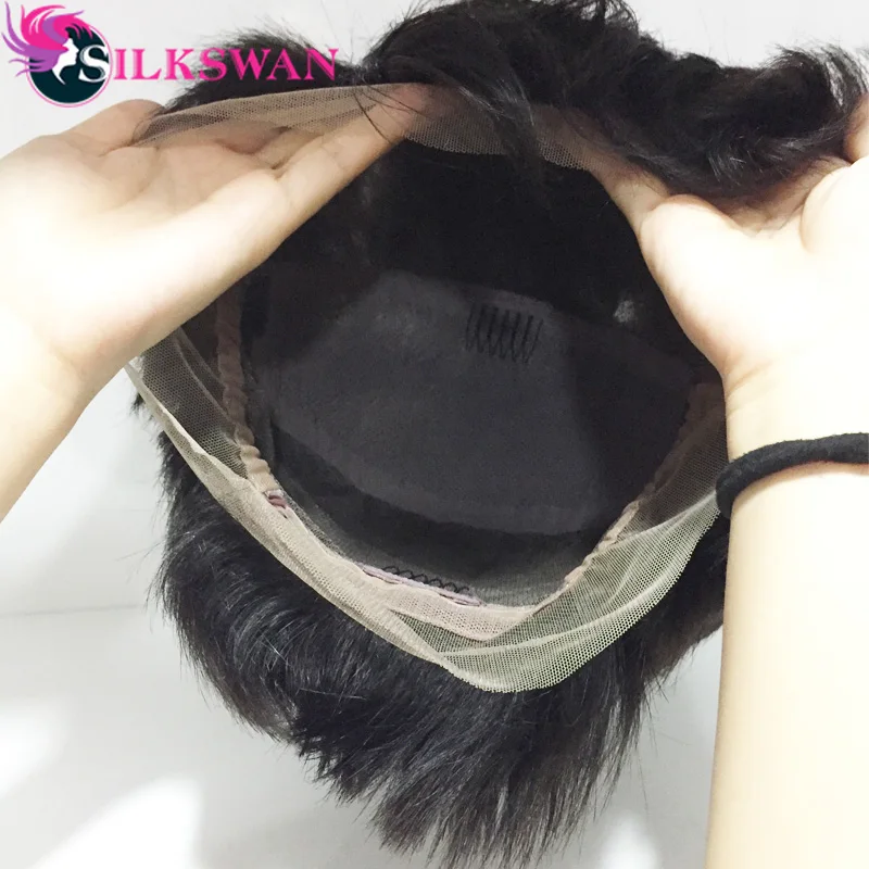Silkswan Человеческие волосы remy короткие Pixies Обрезанные полные парики шнурка натурального цвета для женщин