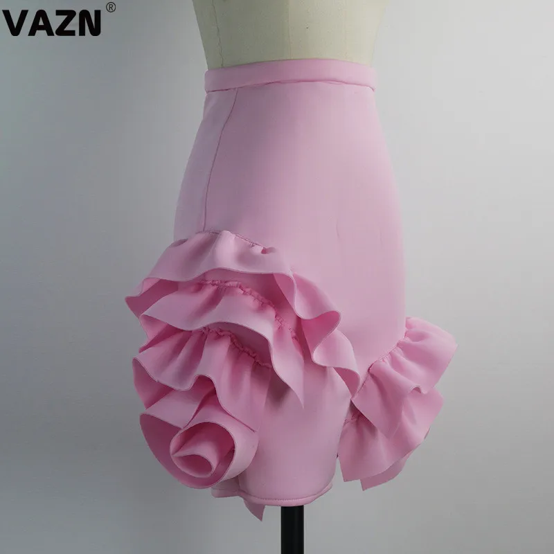 VAZN KEN5730 Горячая Высокая мода Комбинезоны молодой свободный сексуальный стиль Джокер эластичный женский розовый Высокая талия карандаш торт миди юбки