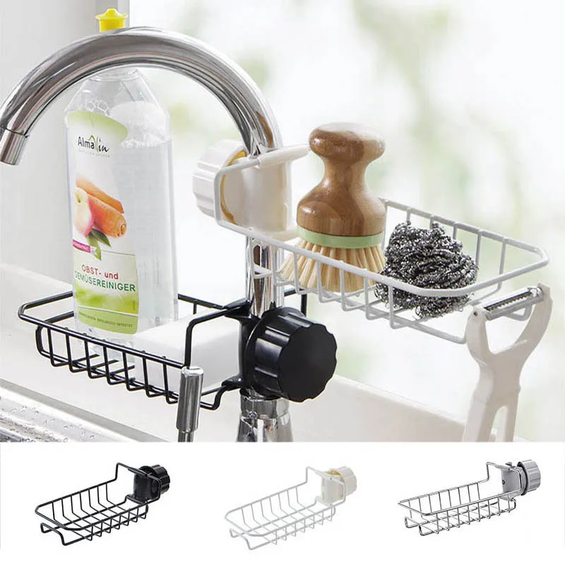 

Adjustable Sink Storage Rack Metal Faucet Clip Hanging Holder Soap Sponge Dish Rack Drainer Shelf Bathroom Kitchen Organizer