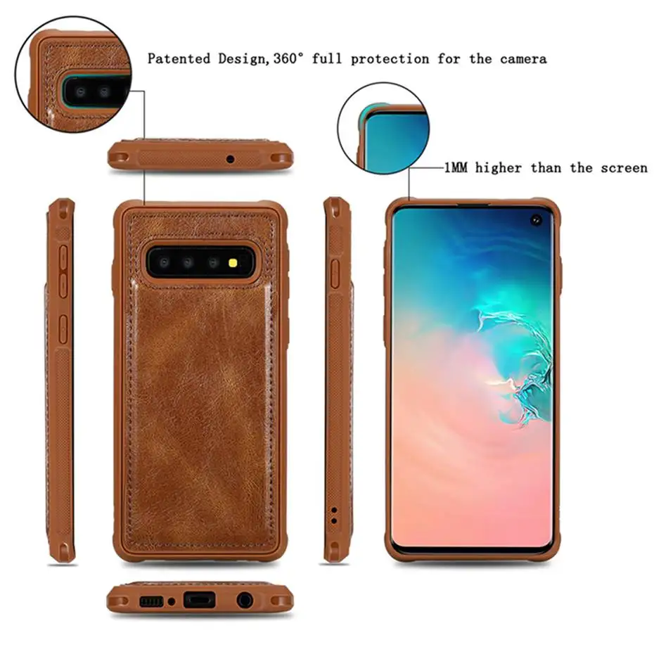 Чехол для телефона для samsung Galaxy S10 S10E S9 S8 S7 Note 8 9 10 Plus, многофункциональный кожаный чехол-подставка с магнитным отделением для бумажника, разделяемый чехол