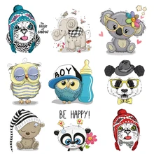 

iron on transfer for clothing thermoadhesive patches stickers diy owl animal textile vinyl Stripes thermotransfer for clothes i