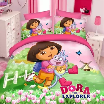 

dora girls bedding set duvet cover bed sheet pillow cases twin single size bed linen set