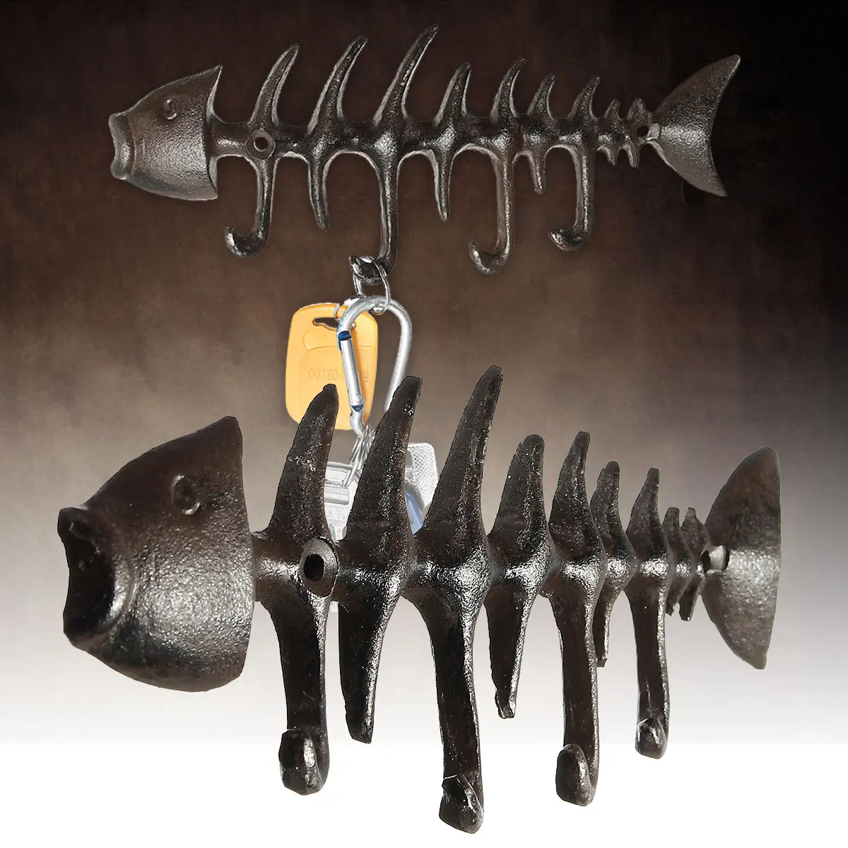 

Rustic Wall Mount Hook Cast Iron Coat key Clothes Towel Hat Fish Bone Peg Door Wall Window Hanger Holder Home Kitchen