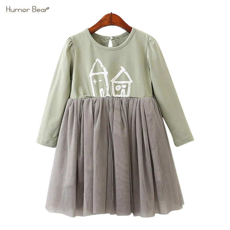 BZ169 green Humor Bear/детская одежда; платье; новое милое платье принцессы; детская одежда; Детские Платья с цветочным принтом; платье для девочек - Цвет: BZ169 green