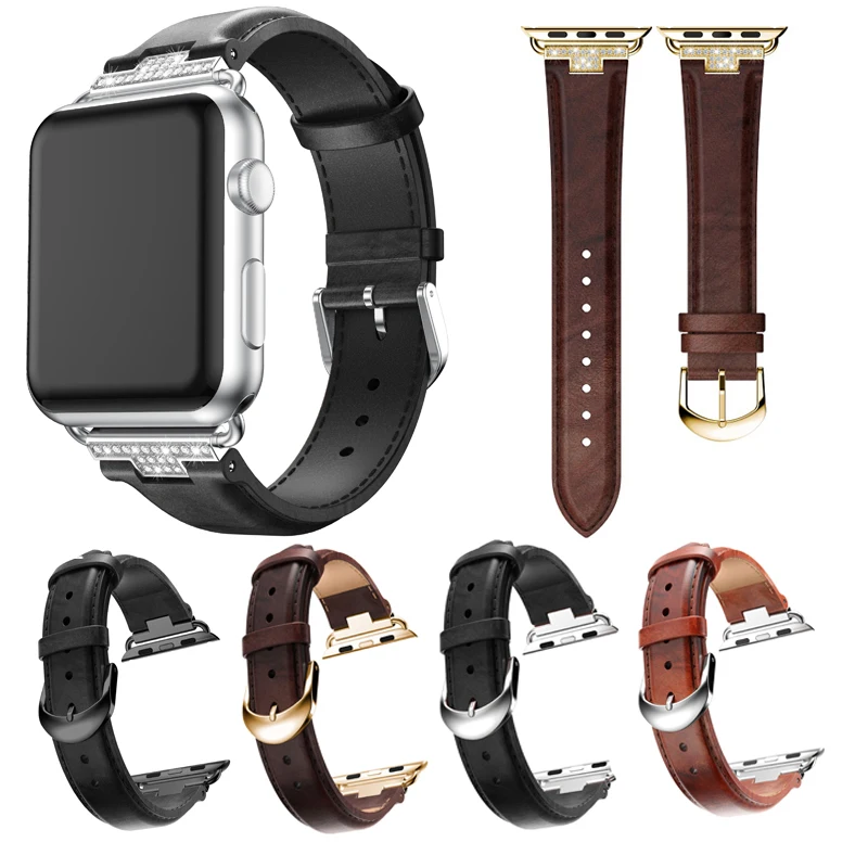 Кожаный ремешок для часов для Apple Watch 38 мм 40 мм серии 4/Note 5 с Стразы с бриллиантами для наручных часов Apple Watch 38 мм, 42 мм, версия для девочек 4, 5, с ремешком
