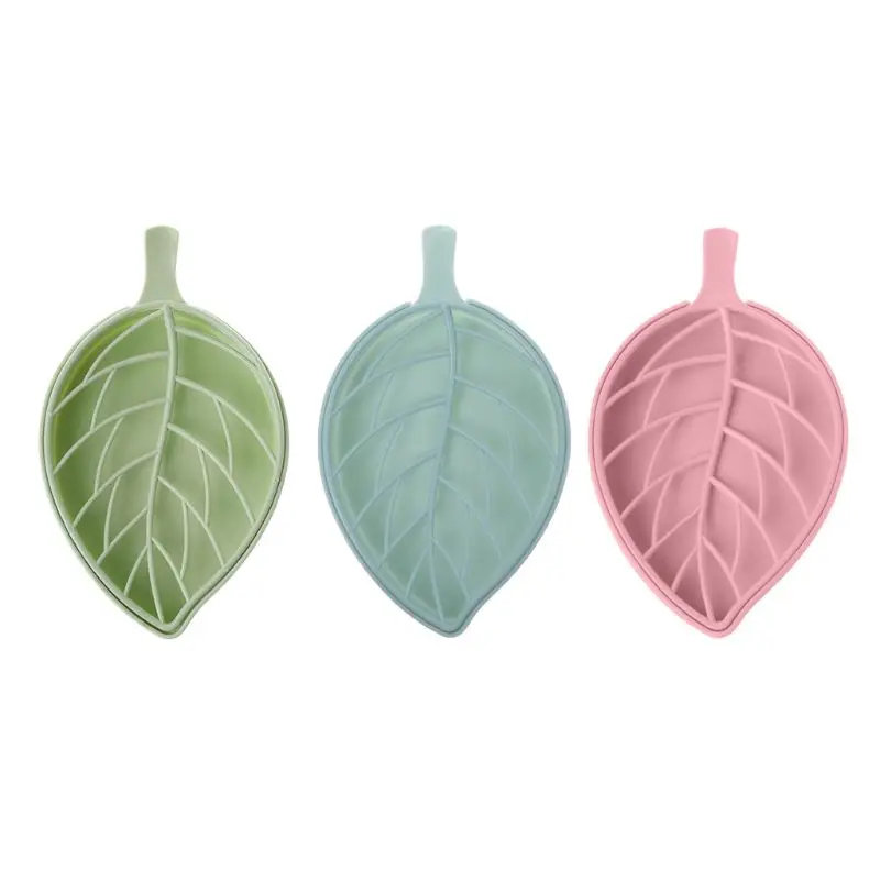 

Leaf shape Double layer Non-slip soap box Toilet shower tray draining rack R9JF