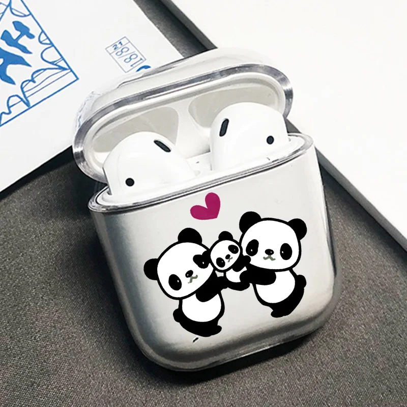 Прозрачный мягкий силиконовый чехол с рисунком панды для Airpods 1/2|Аксессуары