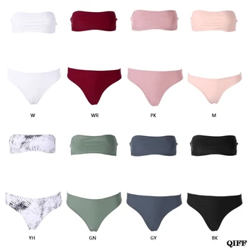 

Sexy Women Bikini Set Strapless Bandeau Push-up Bra Swimsuit Swimwear Bathing