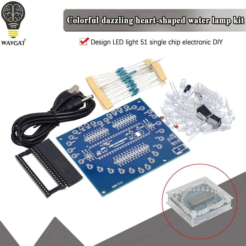 Kit Electronique a Monter Xruison DIY LED Kit Coloré Forme de Coeur Kit de Carte Électronique de Circuit Imprimé de Module de Décoration 