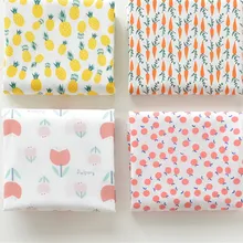 Половина метра летнее платье шорты тонкий мягкий хлопок простая ткань, милый морковь ананас грейпфрут красный цветочный принт T1135