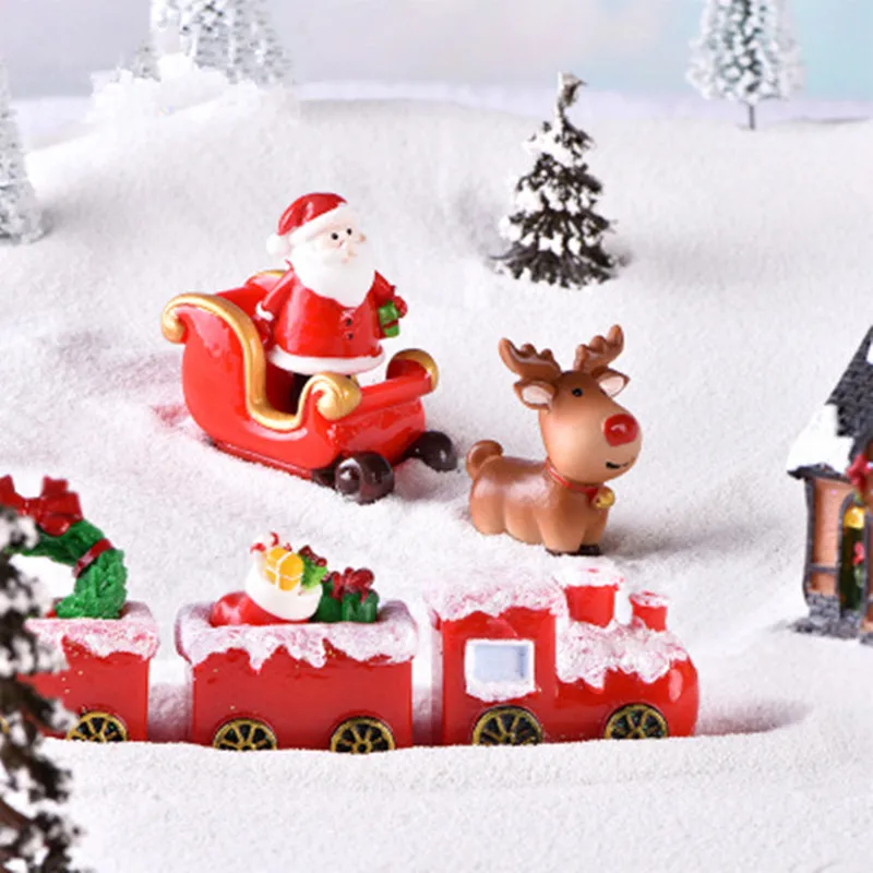 

1Pc Mini Christmas Decoration Miniature Santa Claus Snowman Deer Fairy Miniatures Figurines Resin Home Decoration