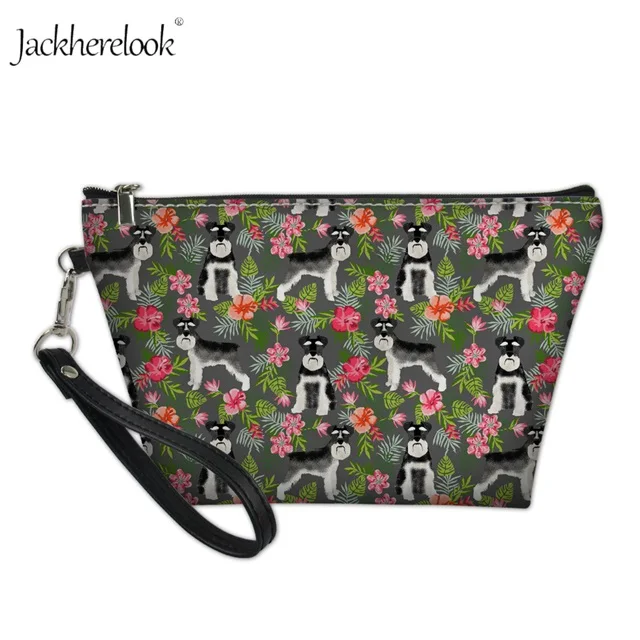 Jackherelook мультфильм Шнауцер цветок Макияж сумка принт «домашние животные» косметичка для женщин красивая собака сумка органайзер для путешествий пакет - Цвет: HM5527Z8