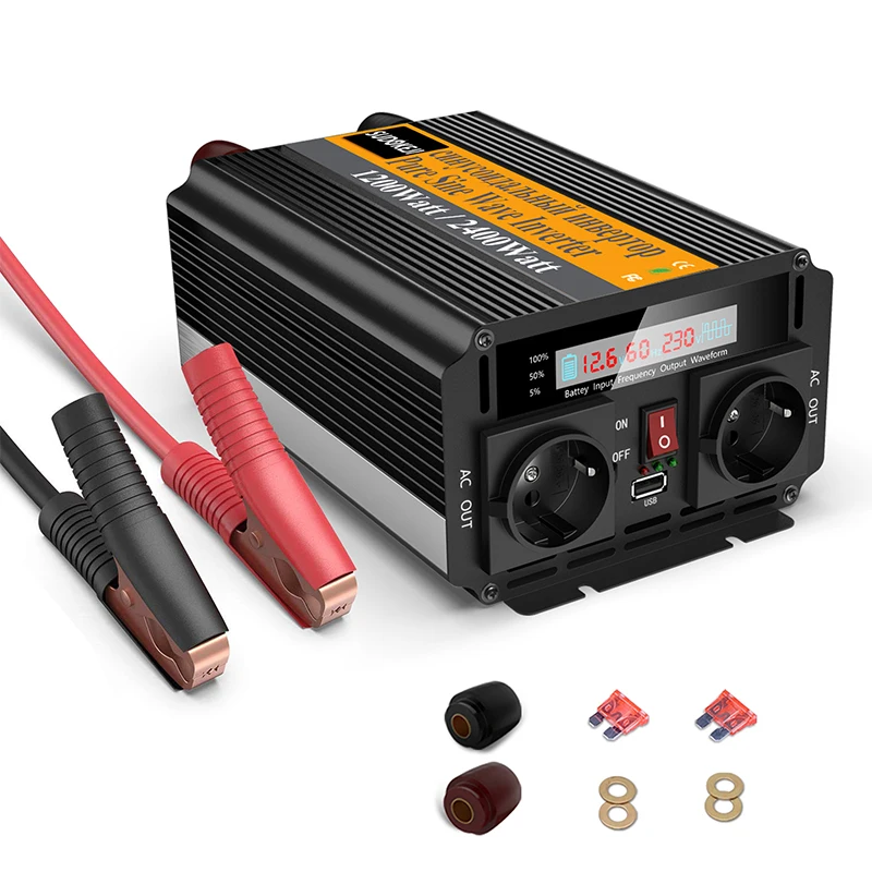 Инвертор 12V 24V AC220V 1200 Вт модифицированный синусоидный инвентор с Мощность конвертер 2400 Вт пиковый Мощность автомобильный инвертор voiture Отдых на природе