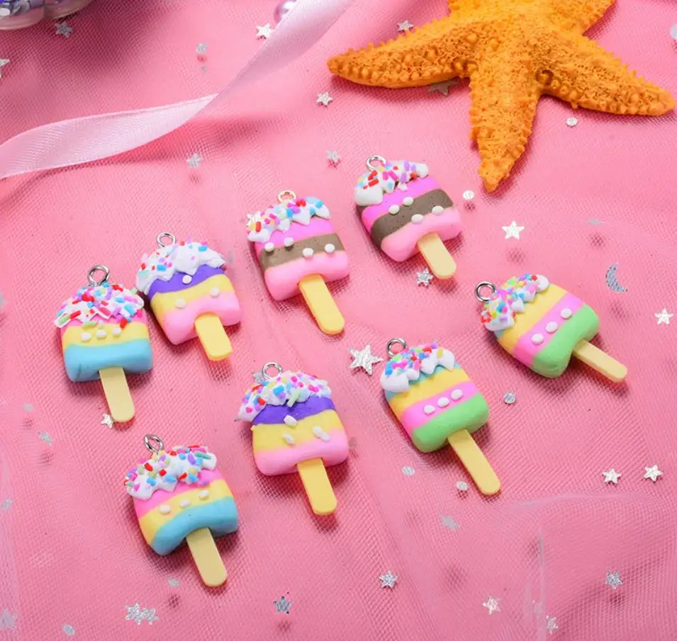 

Mini Handmade Cute Ice Cream Polymer Clay Resin Cabochons For Crafts Scrapbooking Pendant necklace earring Accessories